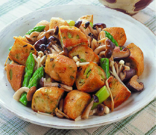 枝豆がんもときのこのバター炒め