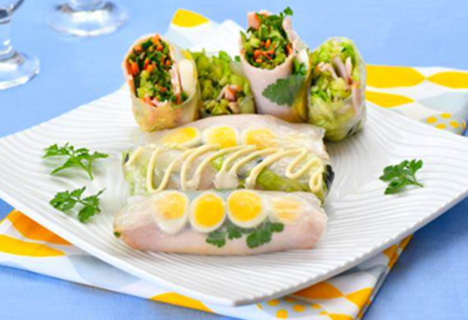 ロースハムと野菜の生春巻きサラダ