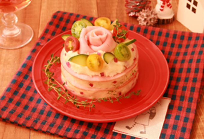 ロースハムのポテトサラダケーキ