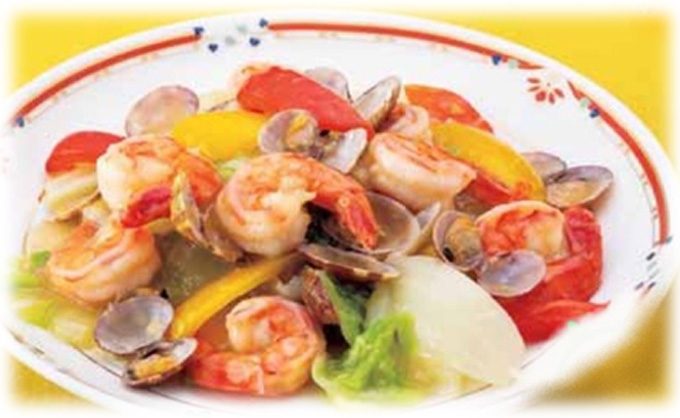 白菜とシーフードの中華炒め