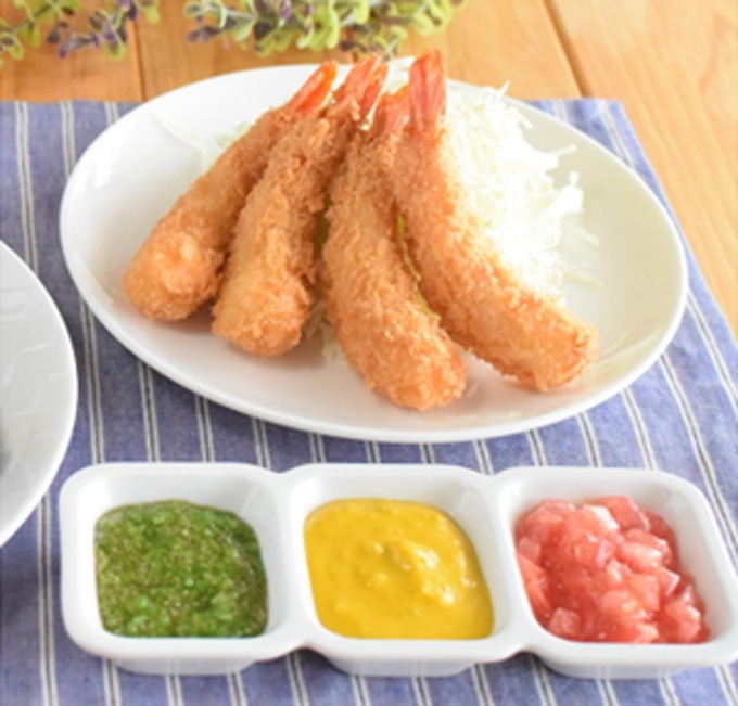 えびフライの3種類のお野菜ソース