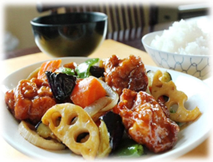 鶏と野菜の甘酢あん